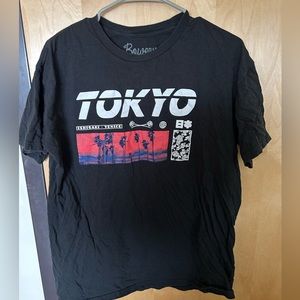 Large Tokyo Sunset Elegance Tee with Floral Accents from Bowery